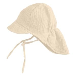 Sapca pentru copii din muselina Kidizi Maitre Natural, cozoroc, protectie gat, 3-18 luni, crem