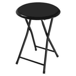 Taburet pliabil pentru living, bucatarie si camping House XL Black Folding Tabouret, Diametru 30 cm, Design ergonomic, Picioare metalice, Negru