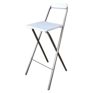 Scaun pliabil pentru living, bucatarie si bar House XL White Folding High Chair, Inaltime 98 cm, sezut 48 x 48 cm, Design ergonomic, Picioare metalice, Alb
