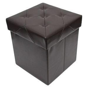 Taburet cu cutie de depozitare House XL 10100, 38 x 38 x 38cm, Ma x  150 kg, Capac moale din piele ecologica, Maron