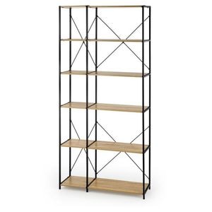 Etajera HM REG19 cu 6 polite, negru/stejar sonoma, 90x30x190 cm