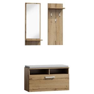 Set mobilier hol cu oglinda SL P003 DRIMUS, 89 x 40 x 180 cm, stejar wotan