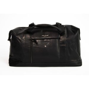 Geanta de voiaj AERONAUTICA MILITARE, piele naturala, 46x26x23 cm, negru