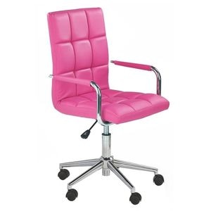 Scaun birou copii HM Gonzo, DRIMUS, Piele ecologica, 60x53x110 cm, 5 ani +, Roz