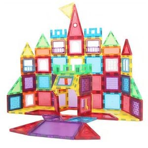 Set Inteligent de constructie MAGNETIC CONSTRUCTION idealSTORE, 105 de piese, Posibilitatea de forme nelimitate, Educativ-Creativ, Magneti Neodim, Dezvolta abilitati motrice