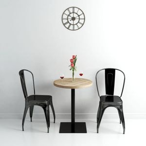 Masa bistro vidaXL, MDF si otel, rotunda, 60 x 75 cm, bej