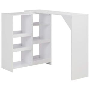 Masa de bar cu raft mobil vidaXL, alb, 138x39x110 cm
