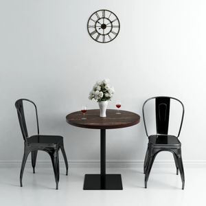 Masa bistro vidaXL, MDF si otel, rotunda, 80 x 75 cm, maro