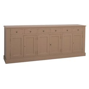 Bufet cu 6 usi si 6 sertare, BAS, culoare maro deschis P088A, vopsit antichizat, 100% lemn masiv, 139x93x47 cm