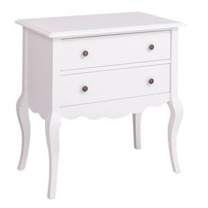 Consola cu picioare curbate si 2 sertare SZEL MOB, 100% lemn masiv, 80 x 82 x 48 cm, alb P004, vopsit