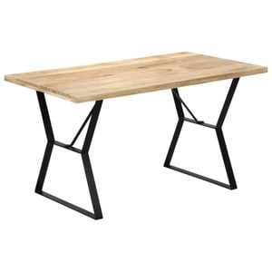 Masa de bucatarie vidaXL, lemn masiv de mango, 140x80x76 cm, maro-negru