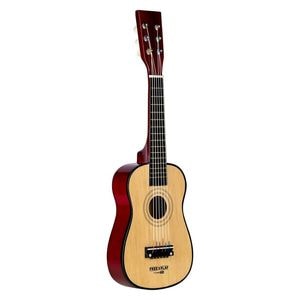Chitara din lemn Free2Play, Cu 6 corzi metalice, Dezvolta abilitatile motorii, Stimuleaza auzul si atentia auditiva, 59 cm, 3 ani+, Brown