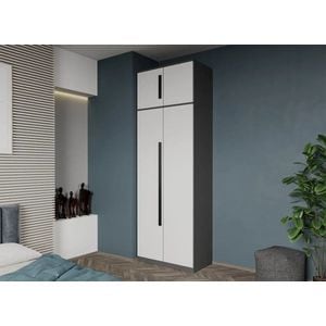 Dulap dormitor Laguna Dallas, 2 usi, 83x48x240.3 cm, alb-gri