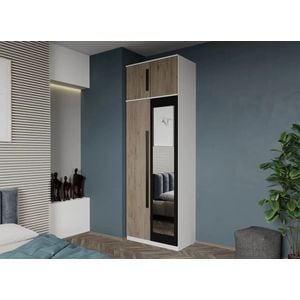 Dulap dormitor Laguna Dallas, 2 usi, cu oglinda, 83x48x240.3 cm, alb-crem