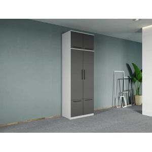 Dulap dormitor Laguna Madrid 2 usi, 83x48x240.3 cm, alb-gri