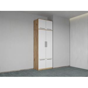 Dulap dormitor Laguna Madrid 2 usi, 83x48x240.3 cm, alb-stejar 