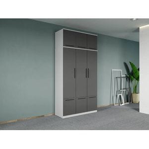 Dulap dormitor Laguna Madrid, 3 usi, 124x48x240.3, alb-gri