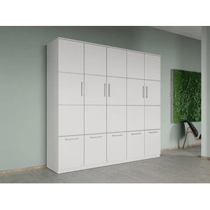 Dulap dormitor Laguna Acapulco, 5 usi, 205.4x48x192.5 cm, alb
