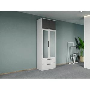 Dulap dormitor Laguna Madrid, 2 usi, cu oglinda, 83x48x240.3 cm, alb-gri