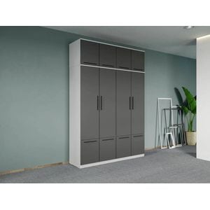 Dulap dormitor Laguna Madrid, 4 usi, 164.4x48x240.3 cm, al-gri