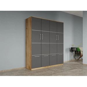 Dulap dormitor Laguna Acapulco, 4 usi, 164.4x48x192.5 cm,  gri-stejar auriu 