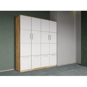 Dulap dormitor Laguna Acapulco, 4 usi, 164.4x48x192.5 cm, alb-stejar auriu
