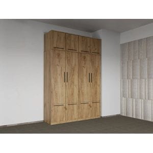 Dulap dormitor Laguna Madrid, 4 usi, 164.4x48x240.3 cm, stejar auriu