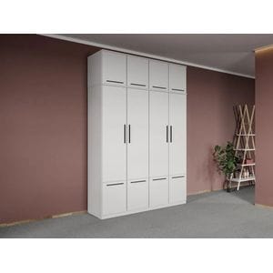 Dulap dormitor Laguna Madrid, 4 usi, 164.4x48x240.3 cm, alb