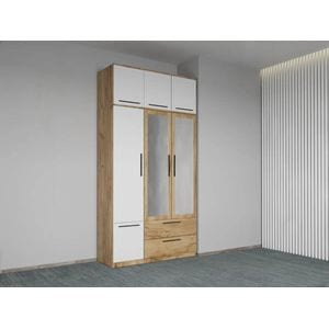 Dulap dormitor Laguna Madrid, 3 usi, 124x48x240.3 cm, alb-stejar auriu