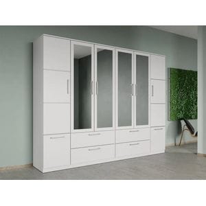 Dulap dormitor Laguna Acapulco, 6 usi, 4 oglinzi, 248x48x192.5 cm, alb 