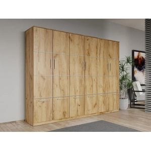Dulap dormitor Laguna Acapulco, 6 usi, 247.4x48x192.5 cm, stejar auriu