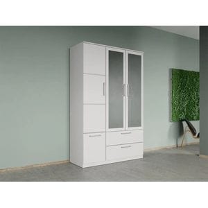Dulap dormitor Laguna Acapulco, 3 usi, cu oglinda, 124x48x192.5 cm, alb