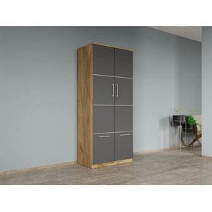 Dulap dormitor Laguna Acapulco, 2 usi, 83x48x192.5 cm, gri-stejar auriu 