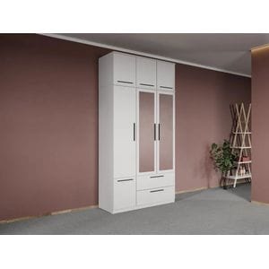 Dulap dormitor Laguna Madrid 3U, cu oglinda, 124x48x240.3, alb