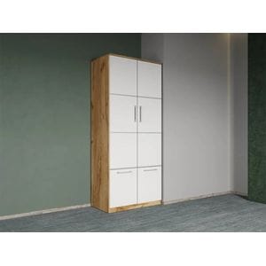 Dulap dormitor Laguna Acapulco 2U, 83x48x192.5 cm, alb-stejar auriu 