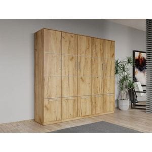 Dulap dormitor Laguna Acapulco 5U, 205.4x48x192.5 cm, stejar auriu