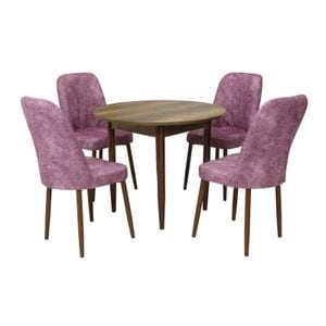 Set masa si scaune living Aris & Artemis, 5 piese, nuc-roz