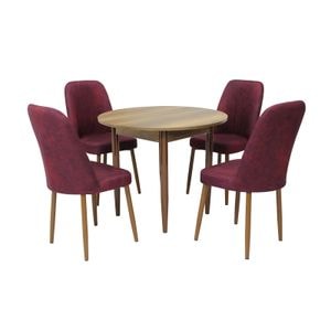 Set masa si scaune living Aris & Artemis, 5 piese, nuc-bordo