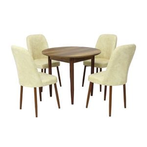 Set masa si scaune living Aris & Artemis, 5 piese, nuc-crem