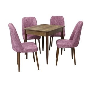 Set masa si scaune living Deco & Artemis, 5 piese, nuc-roz