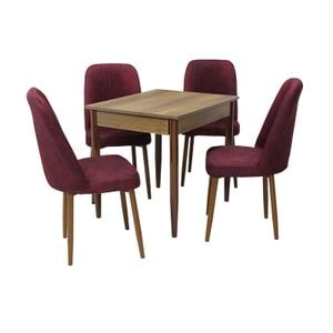 Set masa si scaune living Deco & Artemis, 5 piese, nuc-bordo