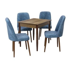 Set masa si scaune living Deco & Artemis, 5 piese, nuc-albastru