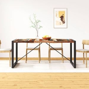 Masa de bucatarie vidaXL, lemn masiv reciclat, 180x90x76 cm, multicolor