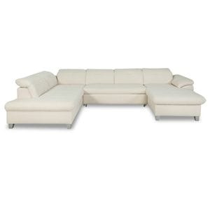 Coltar U Extensibil Sevilia Lux, Stanga, 6 Locuri, Tetiere Reglabile, Boucle Ivory, 347 Cm