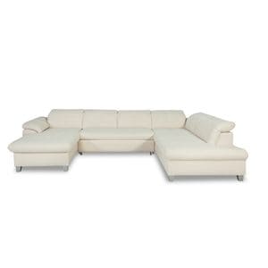 Coltar U Extensibil Sevilia Lux, Dreapta, 6 Locuri, Tetiere Reglabile, Boucle Ivory, 347 Cm