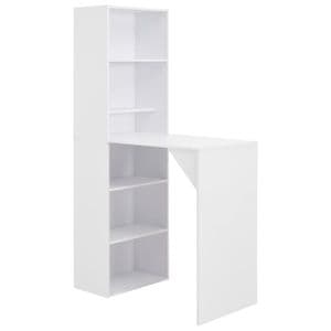 Masa de bar cu dulap vidaXL, 2 persoane, 115 x 59 x 200 cm, alb