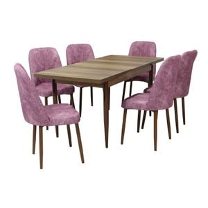 Set masa si scaune bucatarie Aris & Artemis, 7 piese, nuc-roz
