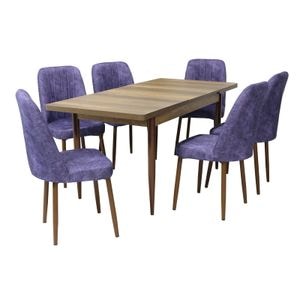 Set masa si scaune bucatarie Aris & Artemis, 7 piese, nuc-mov