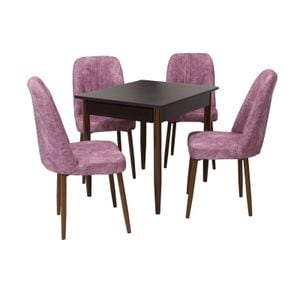 Set masa si scaune bucatarie Deco & Artemis, 5 piese, wenge-roz