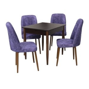 Set masa si scaune bucatarie Deco & Artemis, 5 piese, wenge-mov